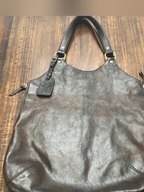 YSL Large Tribute Dark Brown Leather Tote Bag